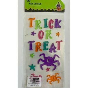 NEW HALLOWEEN TRICK OR TREAT 20 pc Window Gel Clings Decor Spiders Monsters Star